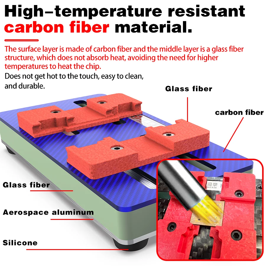 JITONGXUE KJ-02 Universal Carbon fiber fixture Mainboard Chip PCB Board CPU Hard Disk IC High Temperature Resistant Manual Clamp