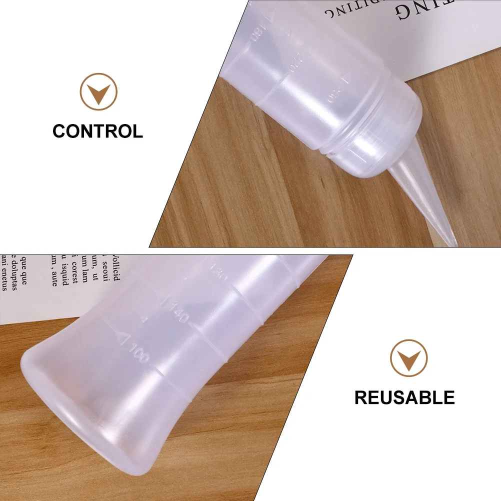 

6pcs 260Ml Refillable Empty Bottles Transparent Graduated Plastic Squeeze Bottle For Hair Dye Shampoo Salon Use Beak Mouth
