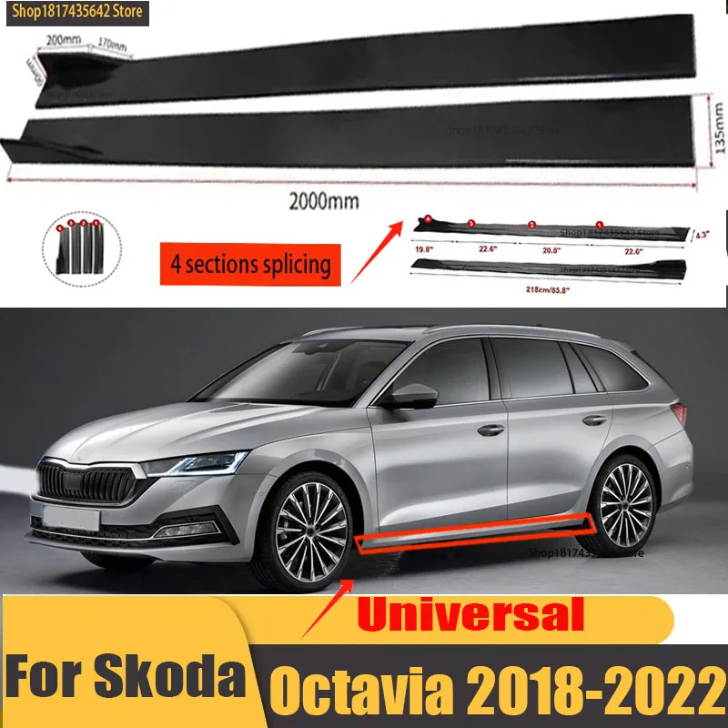 

Universal Car Side Skirt 8 Pcs 2.2m Winglet Splitters Lip Side Spoiler For Skoda Octavia Mk2 Estate 2004-2013