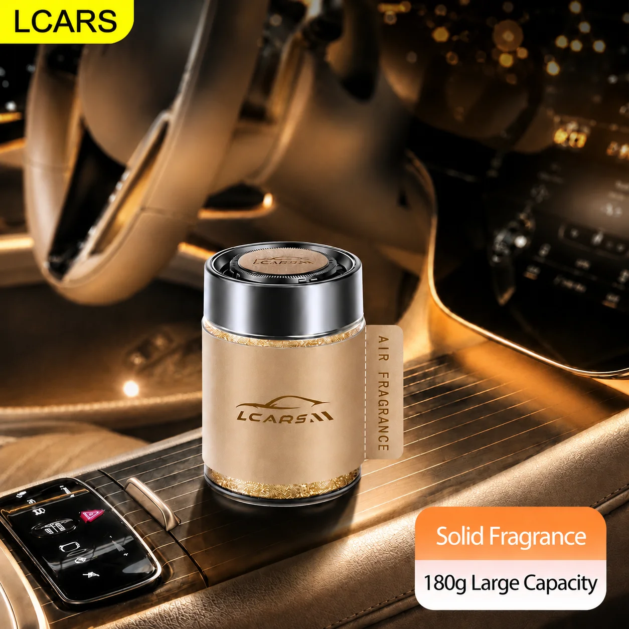 Lcars Car Air Freshener Solid Balm 180g Large Capacity Suitable for Multiple Settings Car/Office/Bedroom/Living Room Universal Air Freshener Pu Leather Shell Refillable Fragrance Long-Lasting Fragrance and Odor Removal