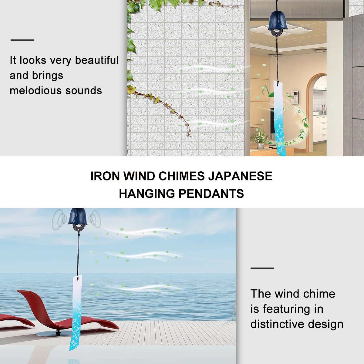 

Tulip Shape Cast Iron Wind Bell Chime Durable Design Melodious Sound Suitable for Garden Room Window Door Decor