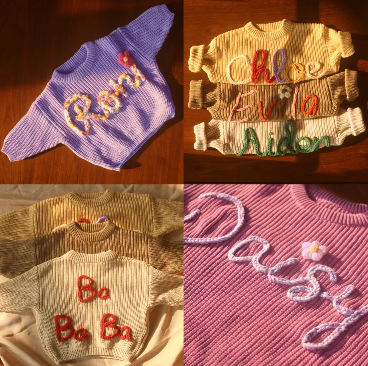 Personalized Baby Sweater, Custom Name Sweater, Hand Embroidery Name Sweater，Newborn Girl Coming Outfit winter baby girl clothes