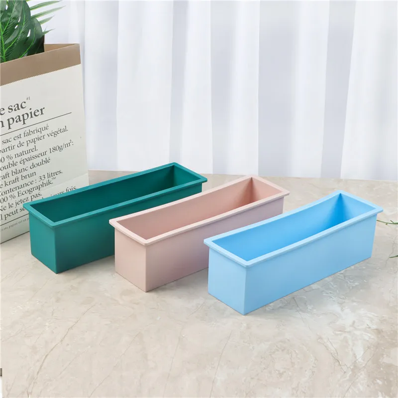 Rectangle Silicone Soap Mold with Plastic Box Flexible Liner Handmade Cake Toast Baking Supplies Handicraft Soap Making Mould