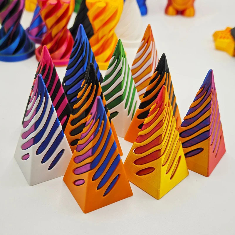 

1 шт., детская игрушка-спиральный конус с 3D принтом, непринужденная пирамида, прозрачная скульптура, антистресс, облегчение тревоги, подарок для взрослых