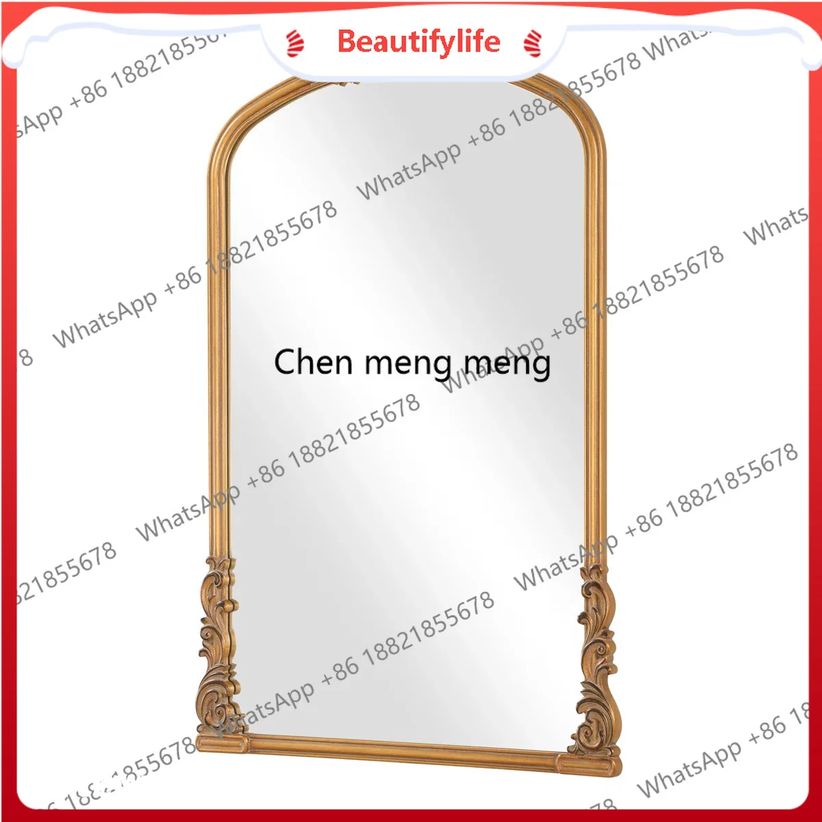 Z10European carved arch makeup, retro distressed decoration, entrance mirror, bathroom mirror, dressing mirror