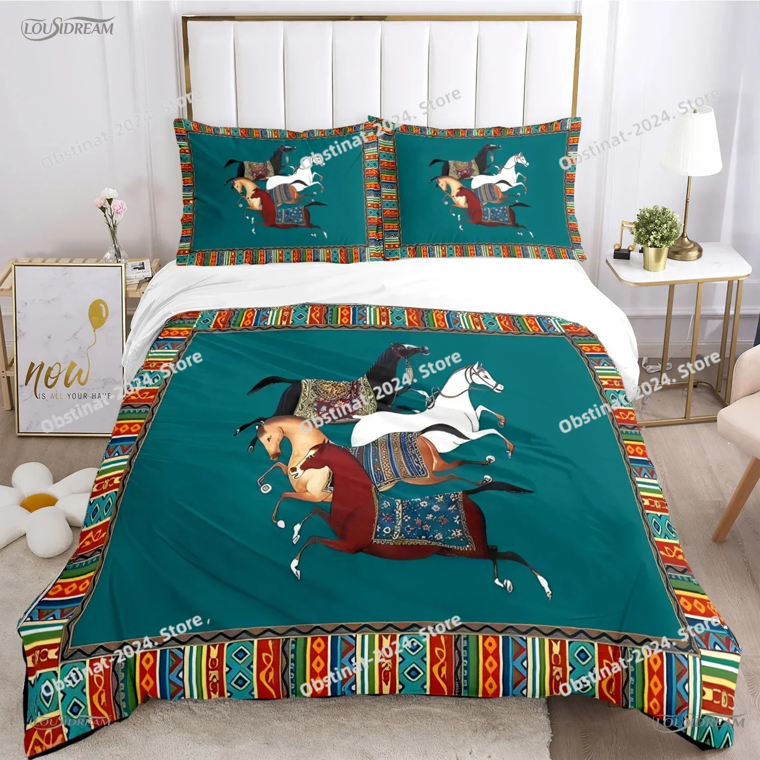 

Persia Galloping Horse All Season Duvet Luxury Cover Bedding Sets Soft Quilt Cover and Pillowcases Teen SingleDoubleQueenKing