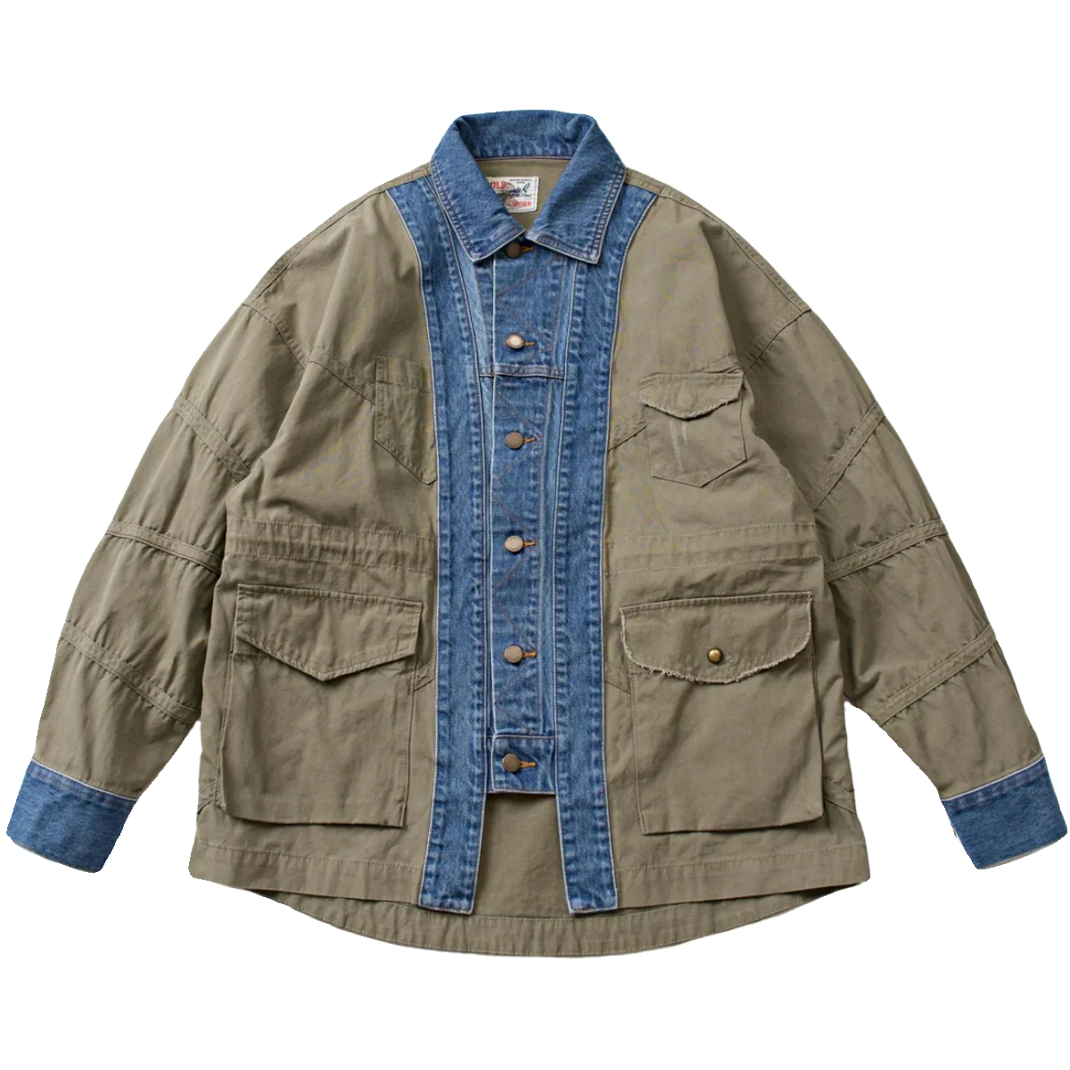 Veste délavée en denim pour hommes et femmes, combinaison de coupe personnalisée, patchwork multi-matériaux japonais, Y-Vintage