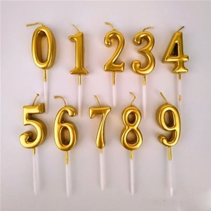 1 PC Gold Birthday Candles Numbers Cake Happy Birthday Numeric Candles Golden Numbers Party Supplies