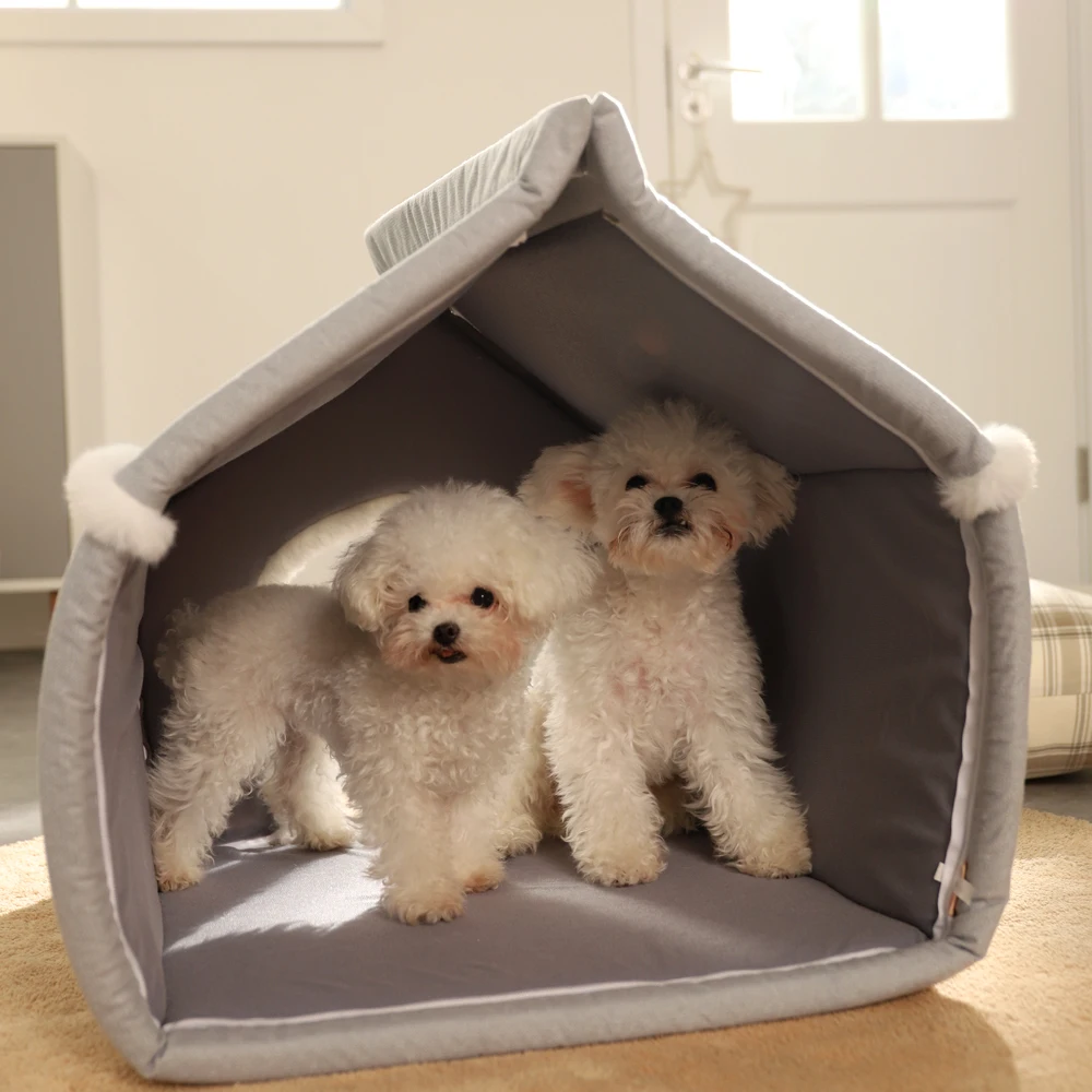 HOOPET Dog Kennel Winter Warmth  Dog House Cat Kennel Closed Winter Cat Tent Pet Supplies Dog Mat