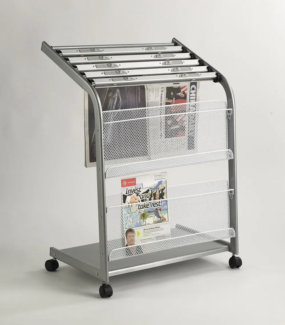 Yinghao 612-333 Newspaper rack Newspaper rack Bookshelf Magazine rack Publicity Aluminum alloy Iron Simple silver multi-layer