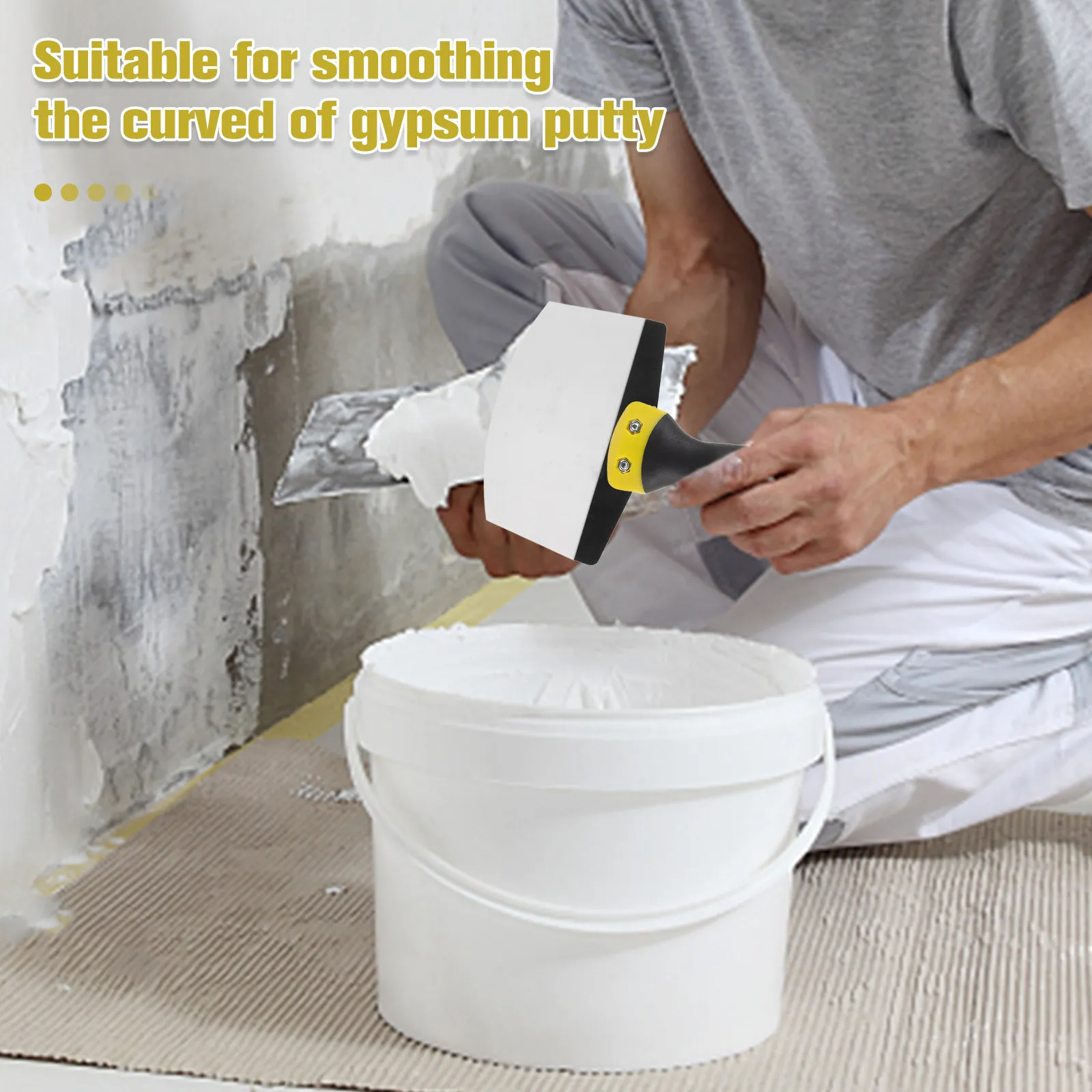 

Curved Drywall Repair Tool Stainless Steel Paint Scraper for Smoothing Plaster Semicircular Mud Scraper Wall Patch Spatula Hand
