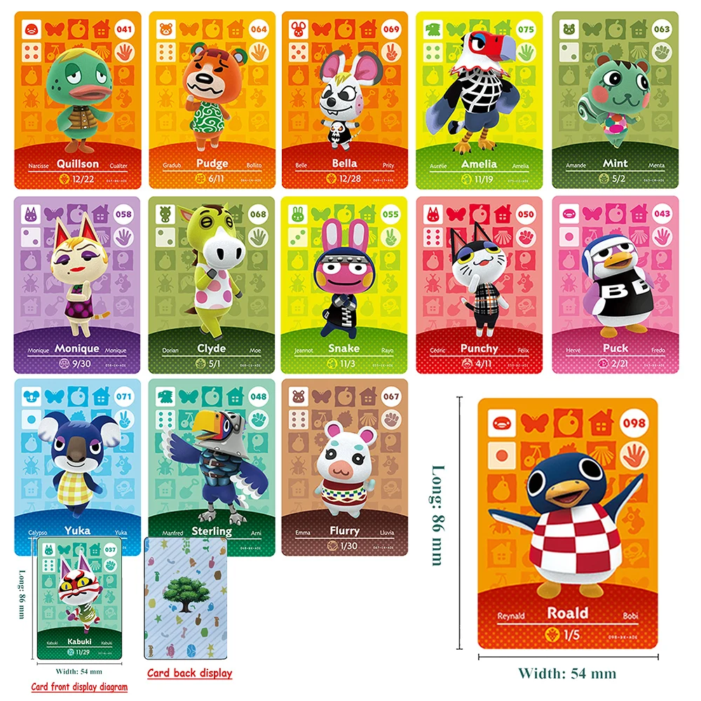 

038 to 074 Animal Crossing: New Horizons game Cards Game High Quality NFC Cards Animal Cards Tags for NS Switch Wii U Set
