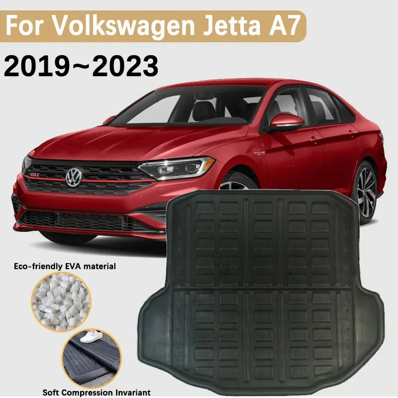 

Автомобильные коврики для багажника Volkswagen VW Jetta A7 2019 ~ 2024 2023, багажник заднего багажника, водонепроницаемый коврик для хранения, 3D аксессуары из ЭВА