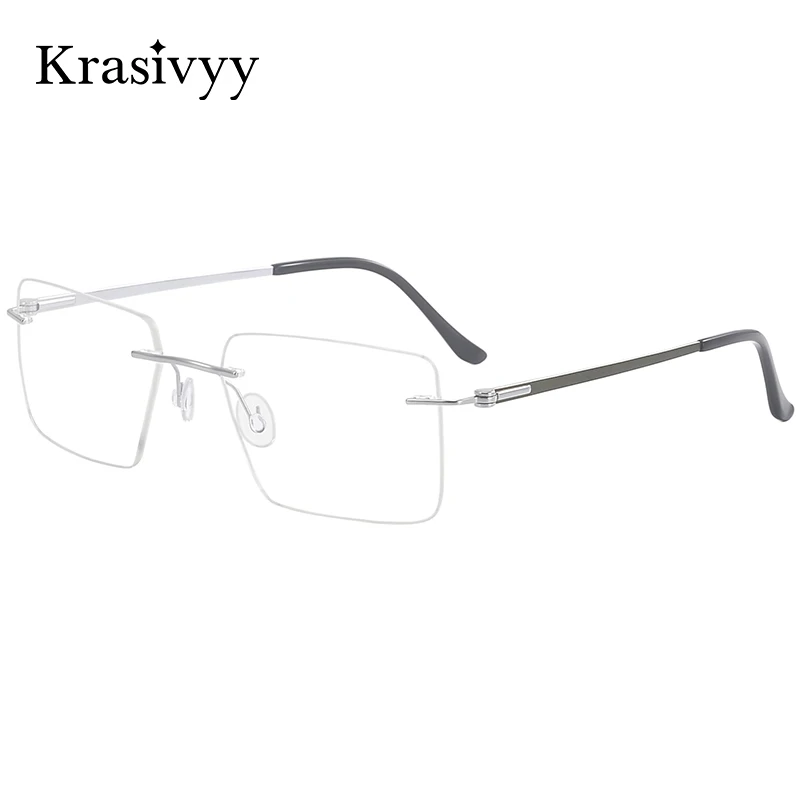 krasivyy-純チタンリムレスメガネフレーム男性超軽量ネジなしスクエアヨーロッパ光学眼鏡女性新ブランド眼鏡
