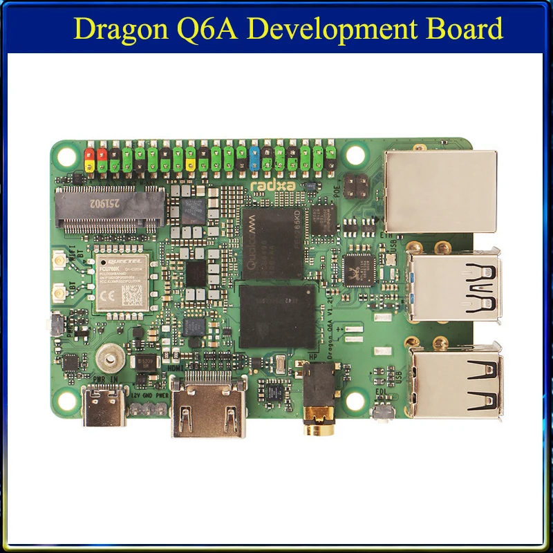 

Плата разработки Radxa Dragon Q6A с процессором Qualcomm QCS6490, вычислительной мощностью AI 12 TOPS и памятью LPDDR5