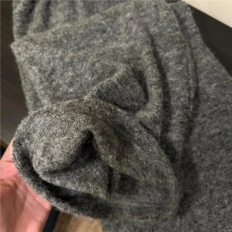 Women Wide Leg Pants Gray Thick Korean Casual Winter High Street Loose Woolen Versatile Straight Leg Circle Wool Trousers