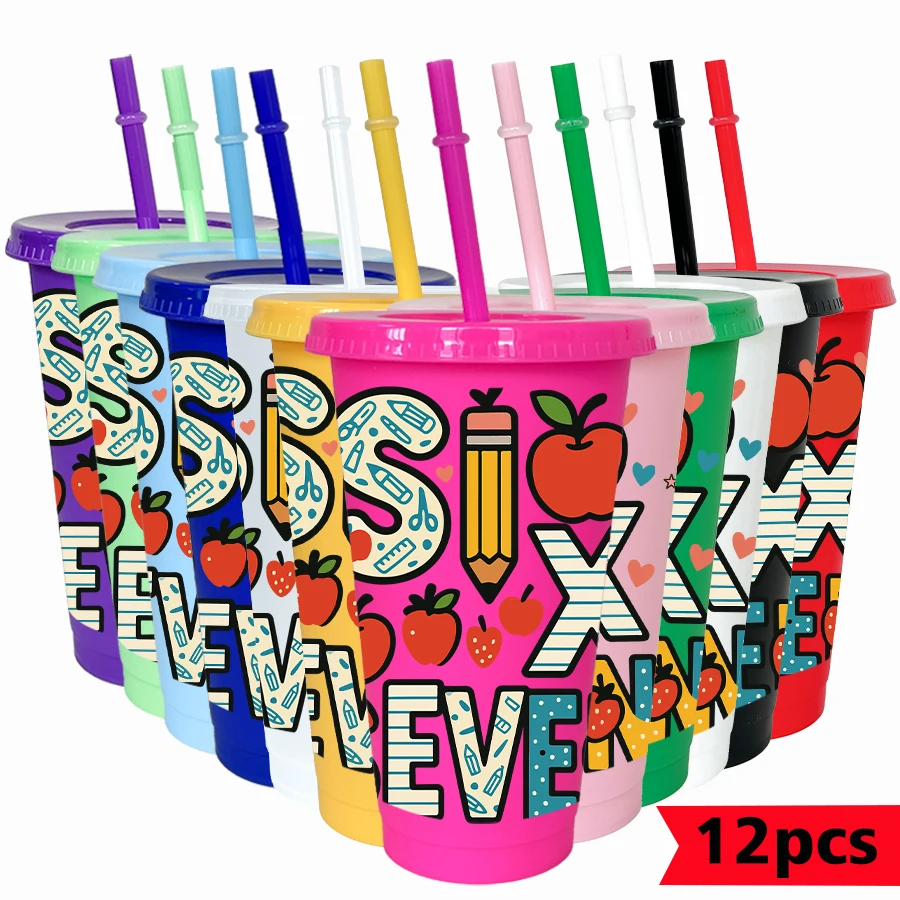 

12Pcs/lot 67 Series Apple Pencil 26oz Colored Plastic Tumbler Birthday Party Drinkware Homecoming Water Cup