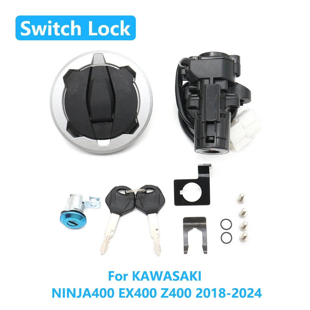 Motorcycle Ignition Switch Fuel Gas Cap Cover Seat Lock Set For KAWASAKI NINJA400 NINJA 400 EX 400 Z 400 EX400 Z400 2018-2024