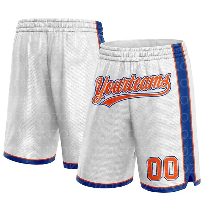 

Custom White Authentic Basketball Shorts 3D Printed Men Shorts Quick Drying Beach Shorts