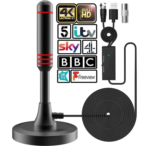 2025 La antena de TV más nueva con base magnética fuerte 360 °   Antena de TV de recepción de largo alcance Antena de TV interior para canales locales de TV