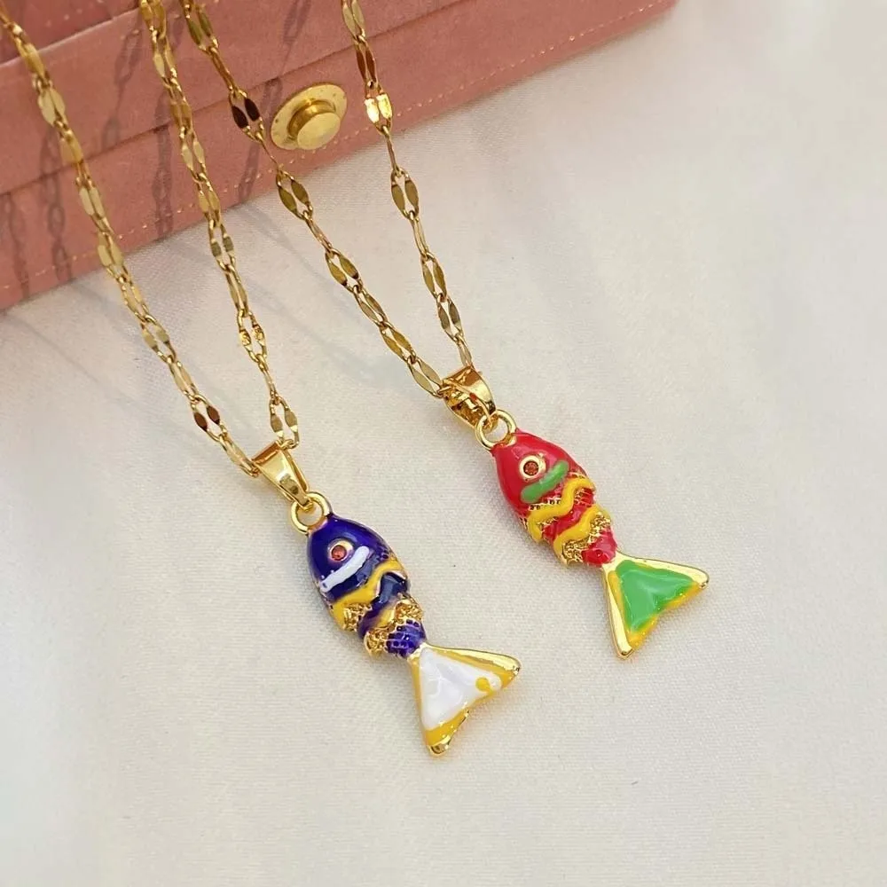 Carp Plated Enamel Fish Charms Jewelry Accessories 3D Movable Mini Metal Fish DIY Pendants Creative Brass Colorful Small Koi