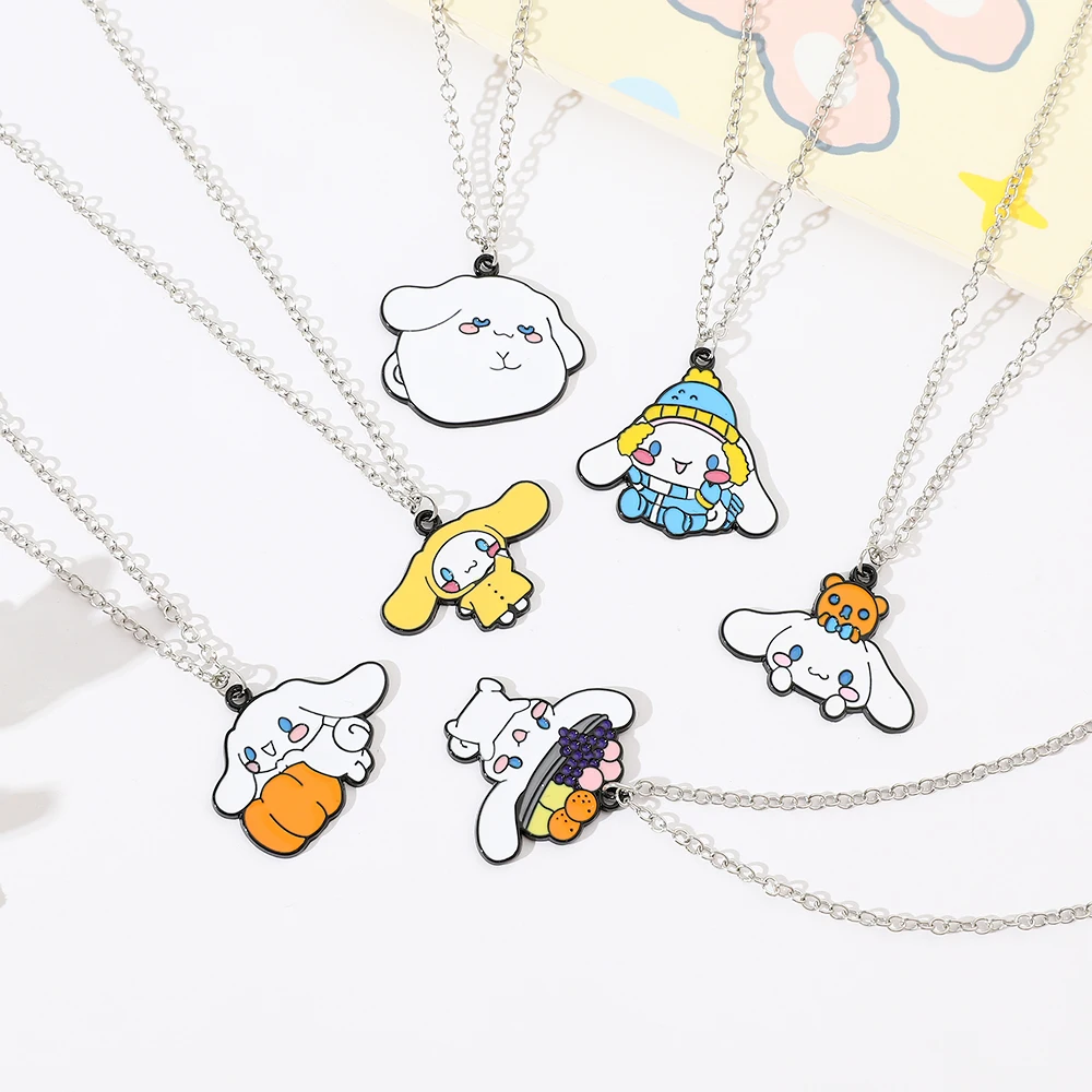 1pc Anime Sanrio Necklace Cute Cartoon Figure Action Cinnamoroll Metal Badge Pendant Necklace Kawaii Jewelry Accessories