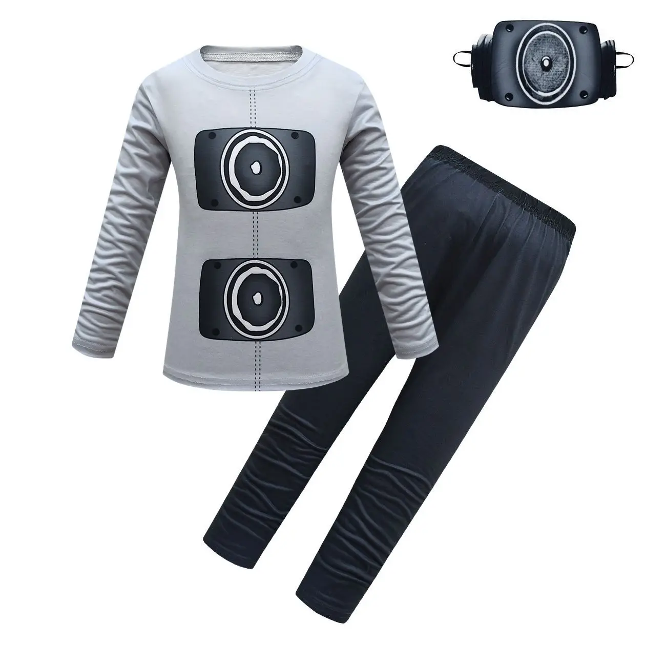 Kids Boys Anime Toilet Speakerman Cameraman TVman Long Sleeves T Shirt Pants Set Outfit Role Play Halloween Cosplay Costume