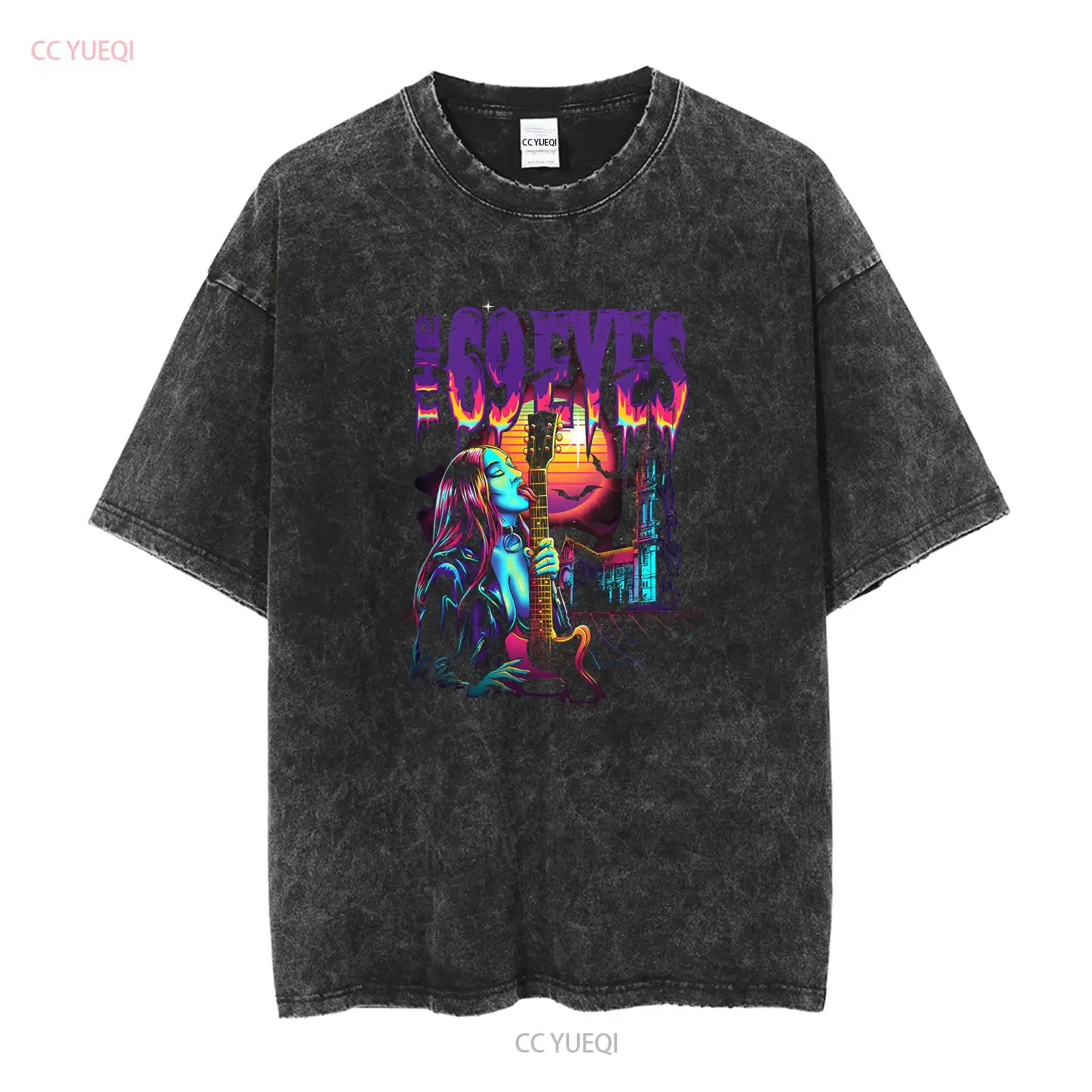 Synthwave Vamp Girl The 69 Eyes Band T Shirt Classic Black S 5XL UT739 vintage Washed Unisex Slightly Stretched Soft streetwear view 2
