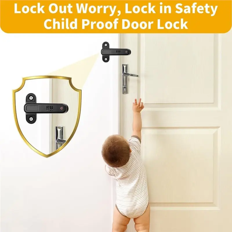 ABXE-Home Security Door Reinforced Lock With Alarm Child Proof Heavy-Duty 3-Way Protection Burglar Proof For Children