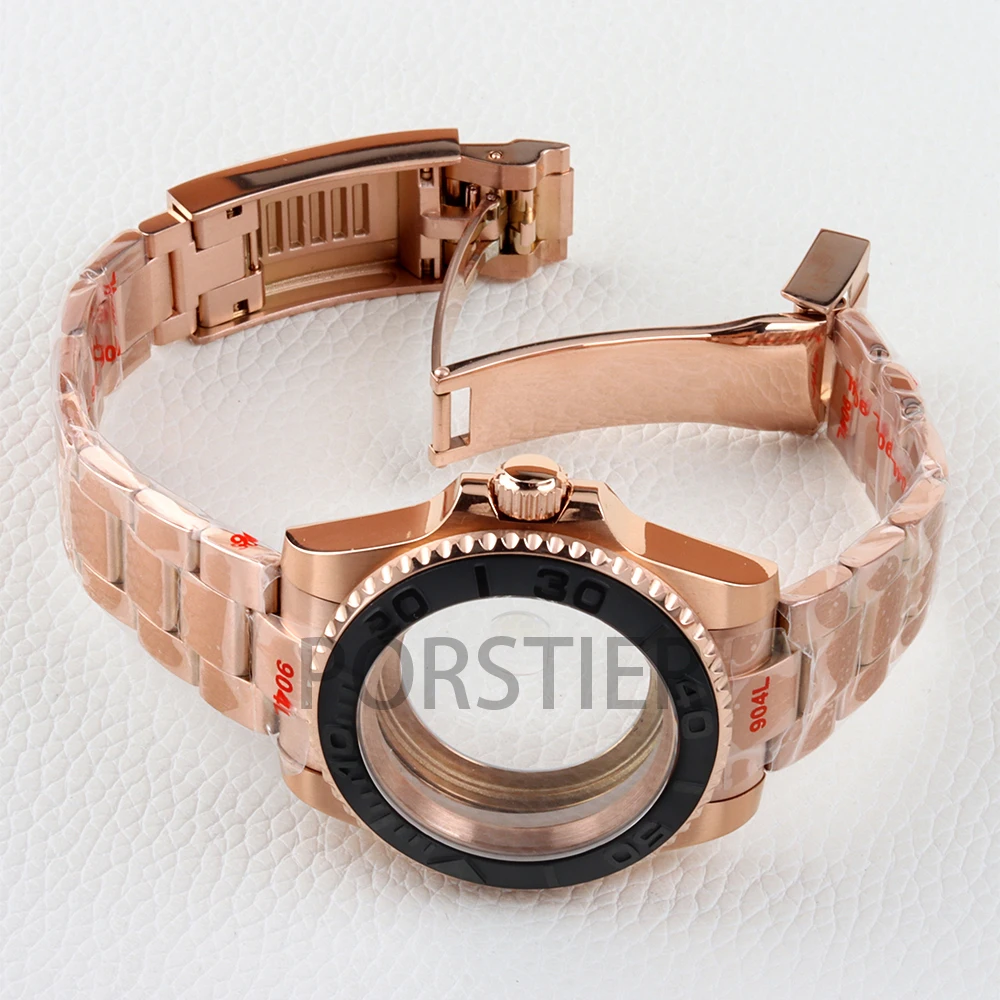40mm NH35 Case Rose Gold PVD With Oyster/Jubilee Bracelet Sapphire Glass Waterproof for NH34 NH35 NH36 NH38 movement Sub Case