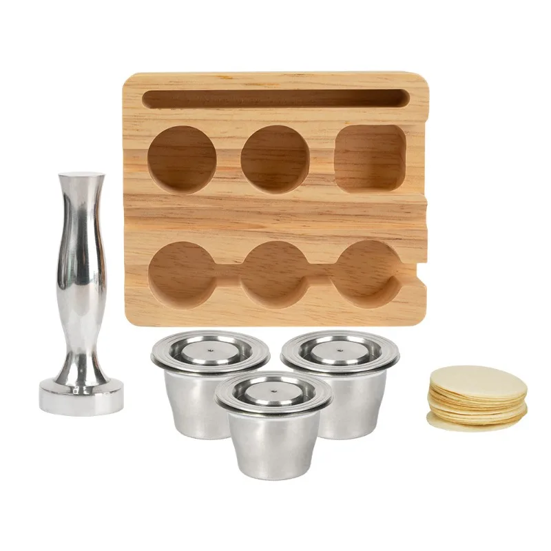Compatible with Nestlé S coffee machine, reusable coffee capsule cup powder hammer solid wood powder filling tool