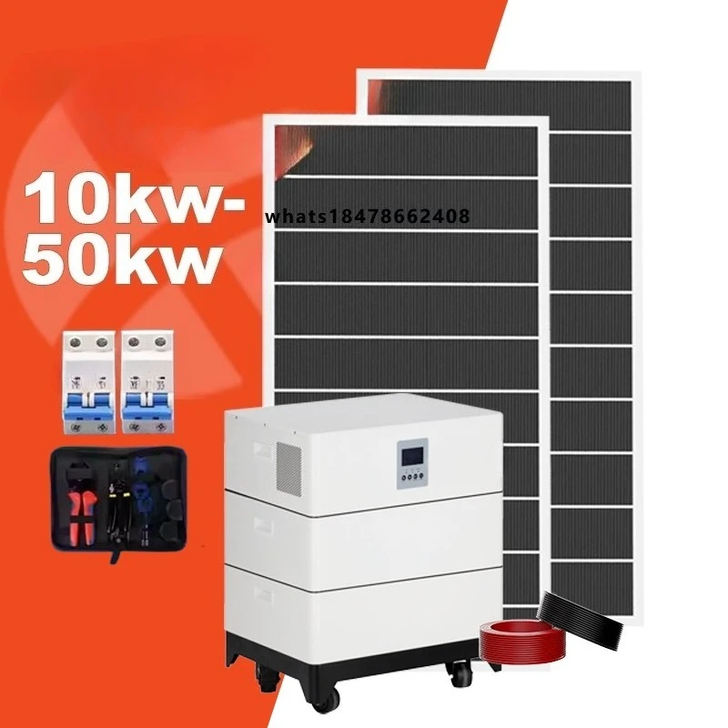 Hybrid Solar System Controller Grid Inverter Monocrystalline Silicon Panels Lithium Ion Battery Residential Use 25