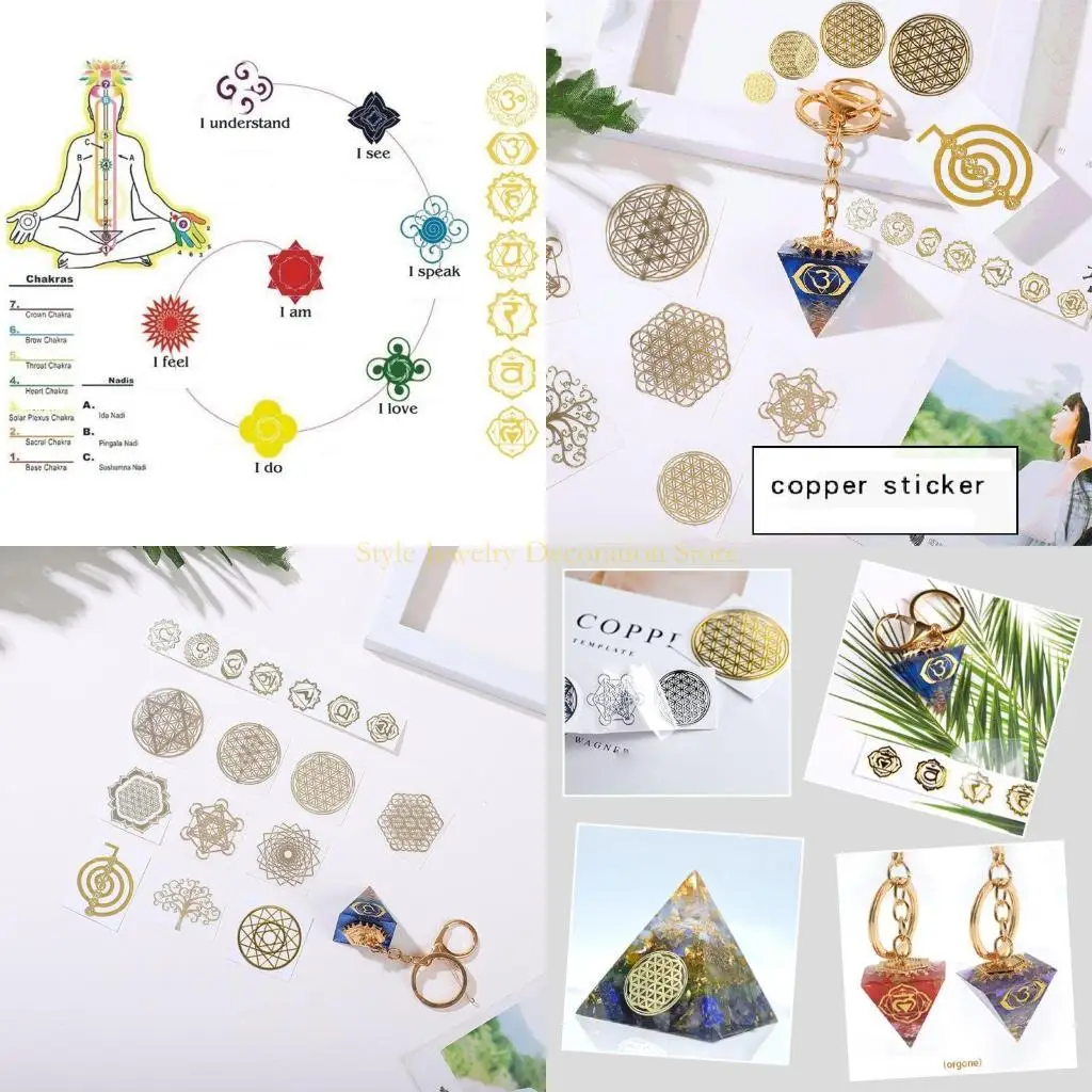 

D46E 40Pieces/set Resin Supply Flower Life Tree Sticker Resin Filler Copper