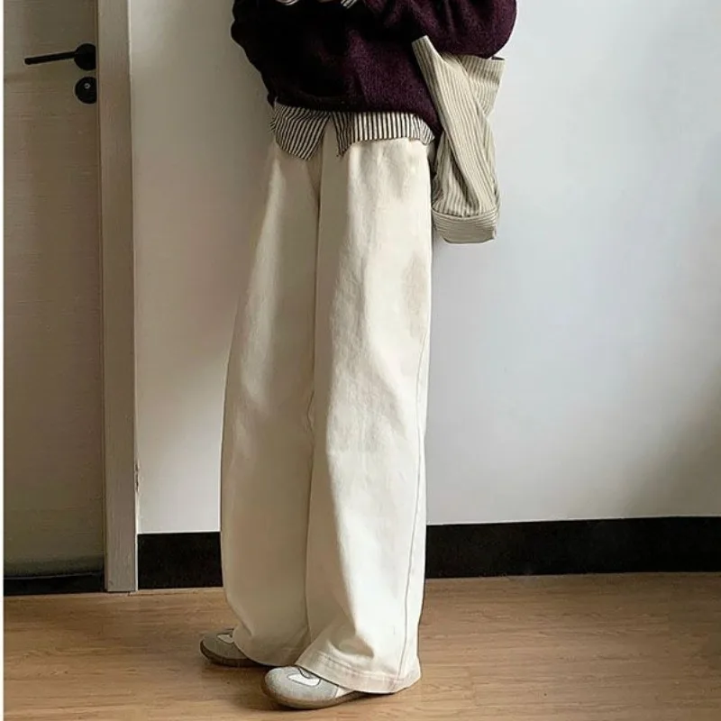 

Deeptown Vintage White Casual Pants Woman Korean Fashion Basic Baggy High Waist Trousers Classical Streetwear Sports Pantalones