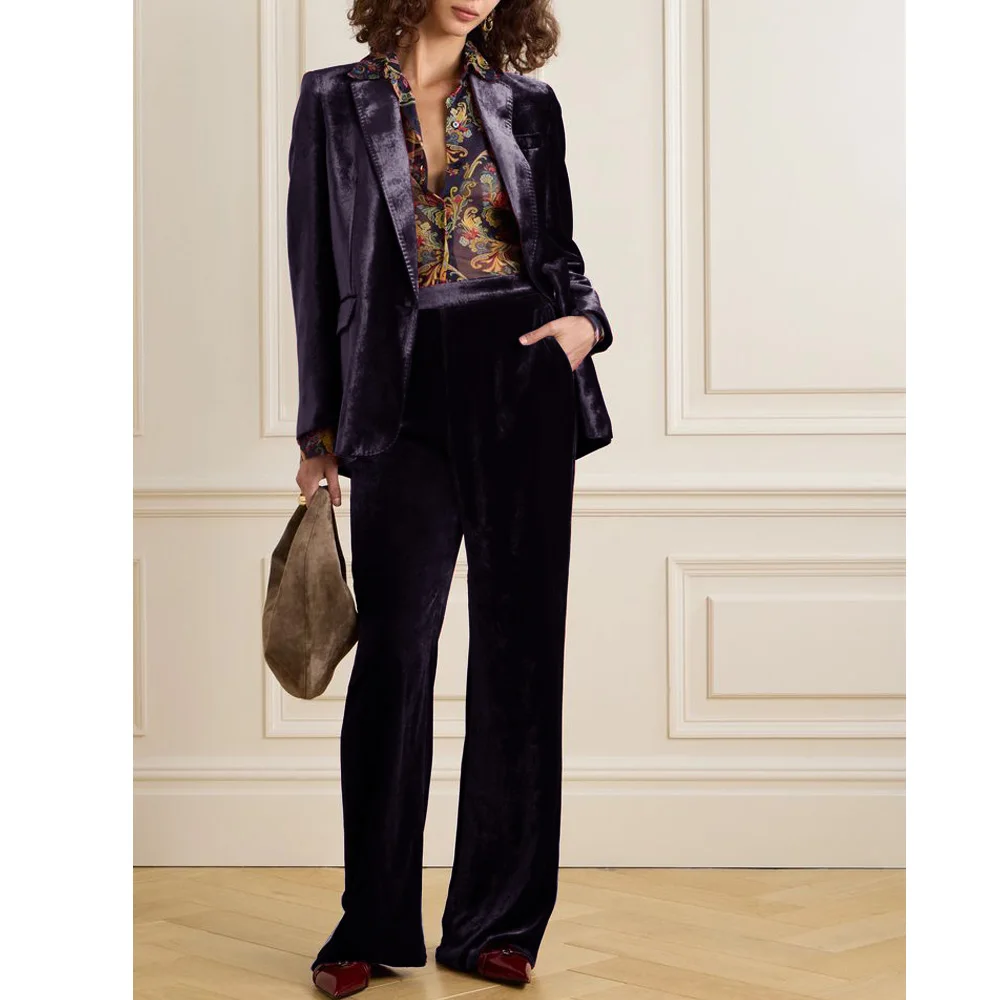 Women's Suit Set 2024 Women's Autumn and Winter New Velvet Suit Two-piece Simple Business Women's Suit Suit Trousers Sets Pant