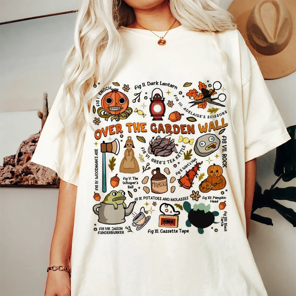 Trendy Style Over The Garden Wall Pumpkin Printed Pattern Fun Cartoon Fashion Casual Summer Women\'s Plus Size Loose T-Shirt