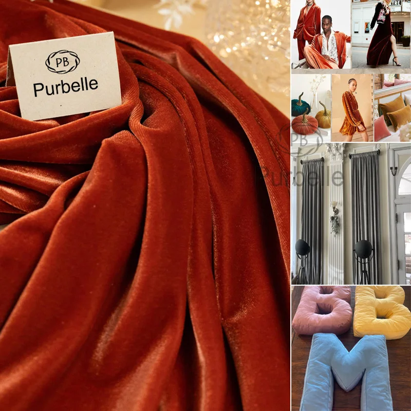 

Vintage Rust Velvet Fabric Formal Dress Backdrops Wedding Party Decoration Curtain Cloth Drap DIY Sewing Material