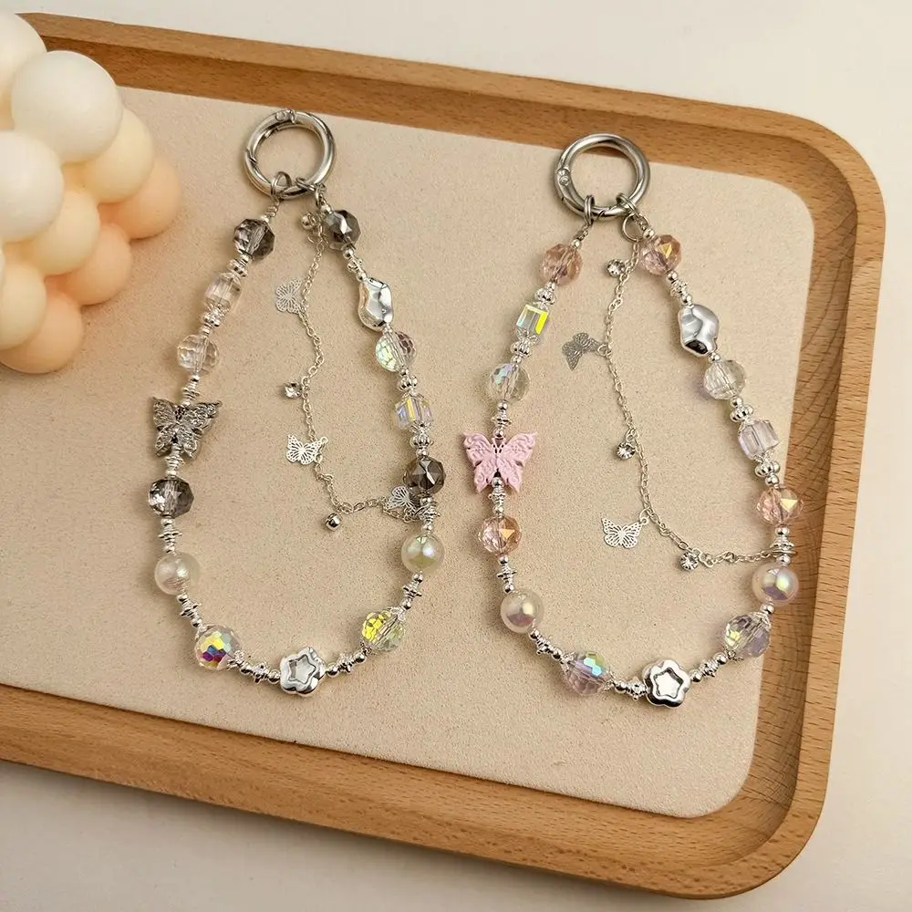 อะคริลิคผีเสื้อห่วงโซ่โทรศัพท์ Bowknot ผีเสื้อ Y2K Charm โทรศัพท์ Love Heart ลูกปัด Love Heart Beaded CHAIN เครื่องประดับของขวัญ
