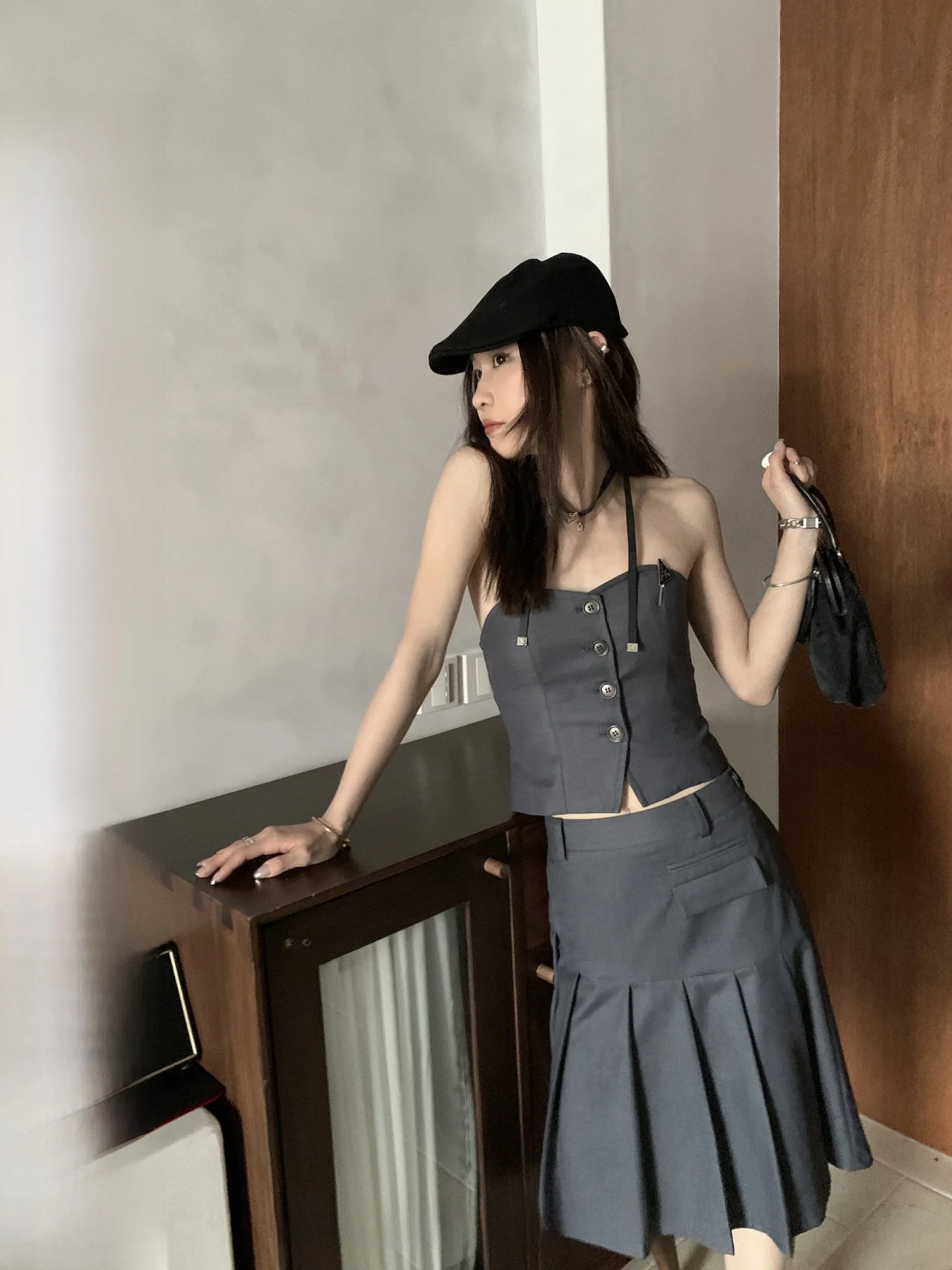 

Faion Week Look College Sle Wrap Dr Skirt Set Polyester Fabric Summer 2023 Collection Women's Faion Set