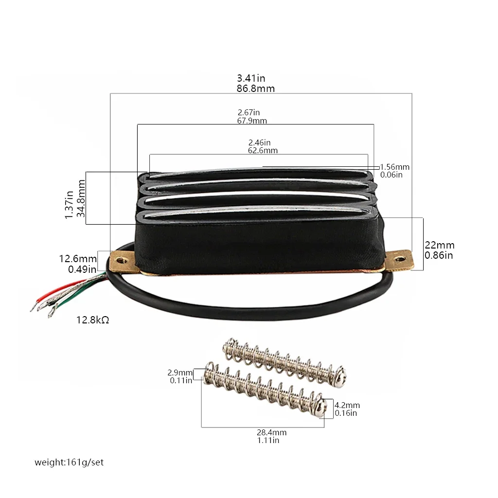 A set of Black  Electric Guitar Humbucker High Output Pickup Hot Rail 2-Dual Blade Guitar Parts & Accessories