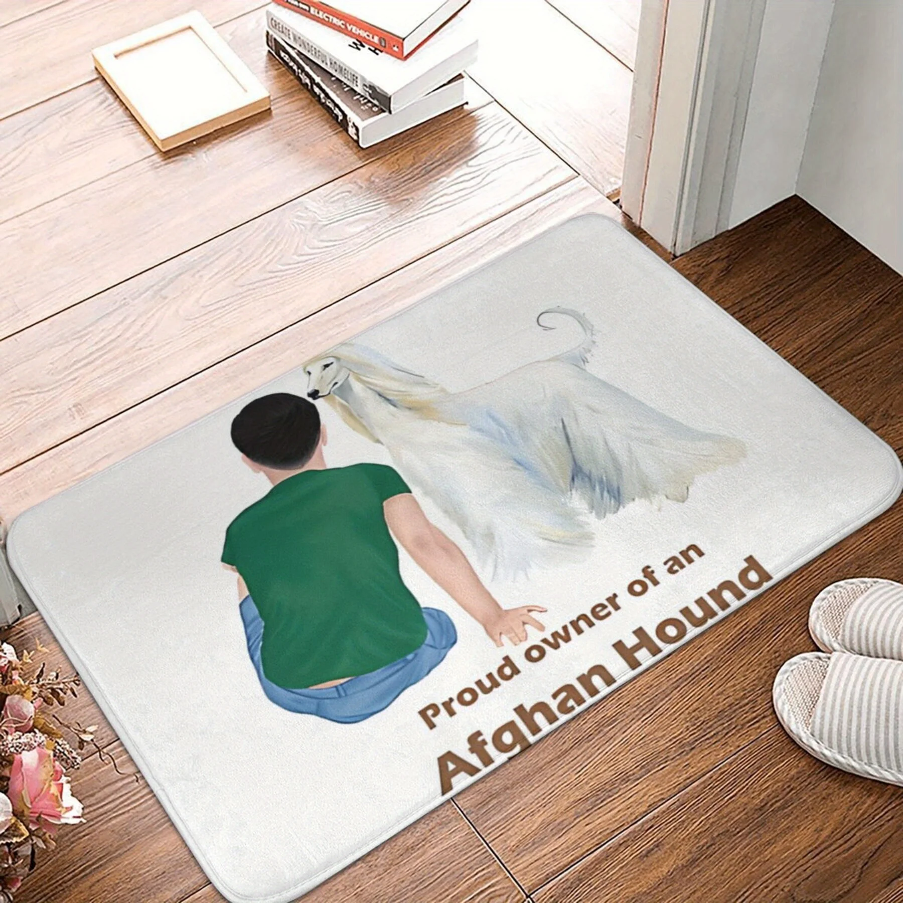 Funny Dog Lover Mat Afghan Hound Proud Owner Pet Entrance Doormat Bathroom Rug for Dog Owners Gift