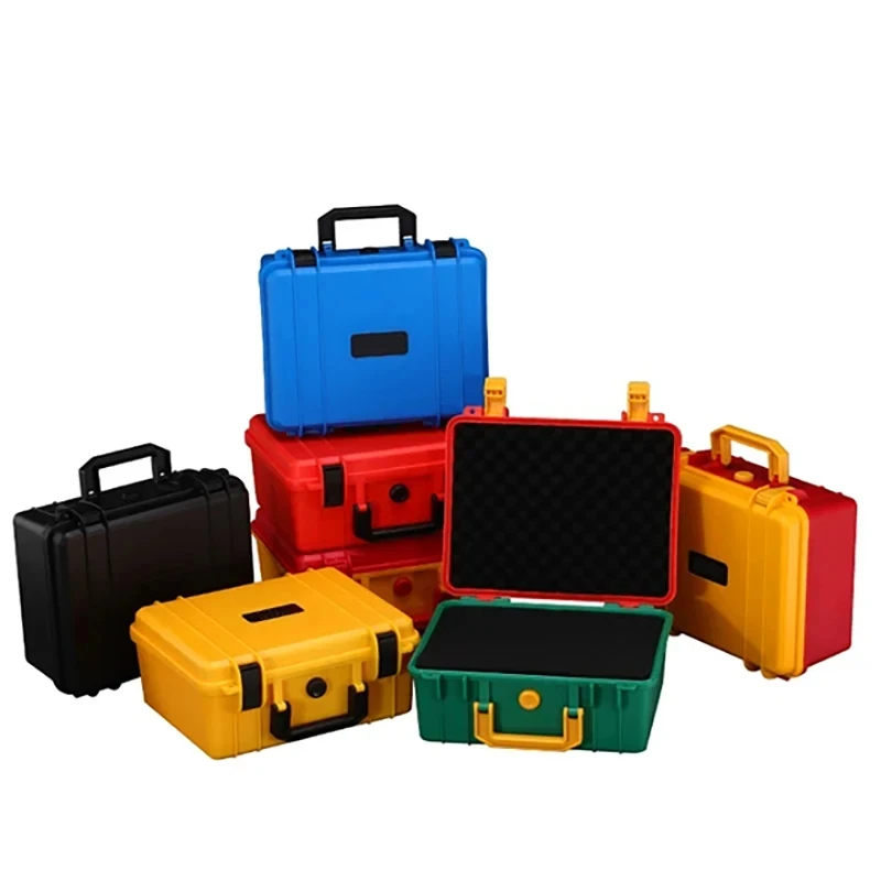 1pc Safety Instrument Tool Box, 280x240x130mm, PP Plastic Storage Toolbox Equipment Tool Case, Outdoor Suitcase With Foam Inside