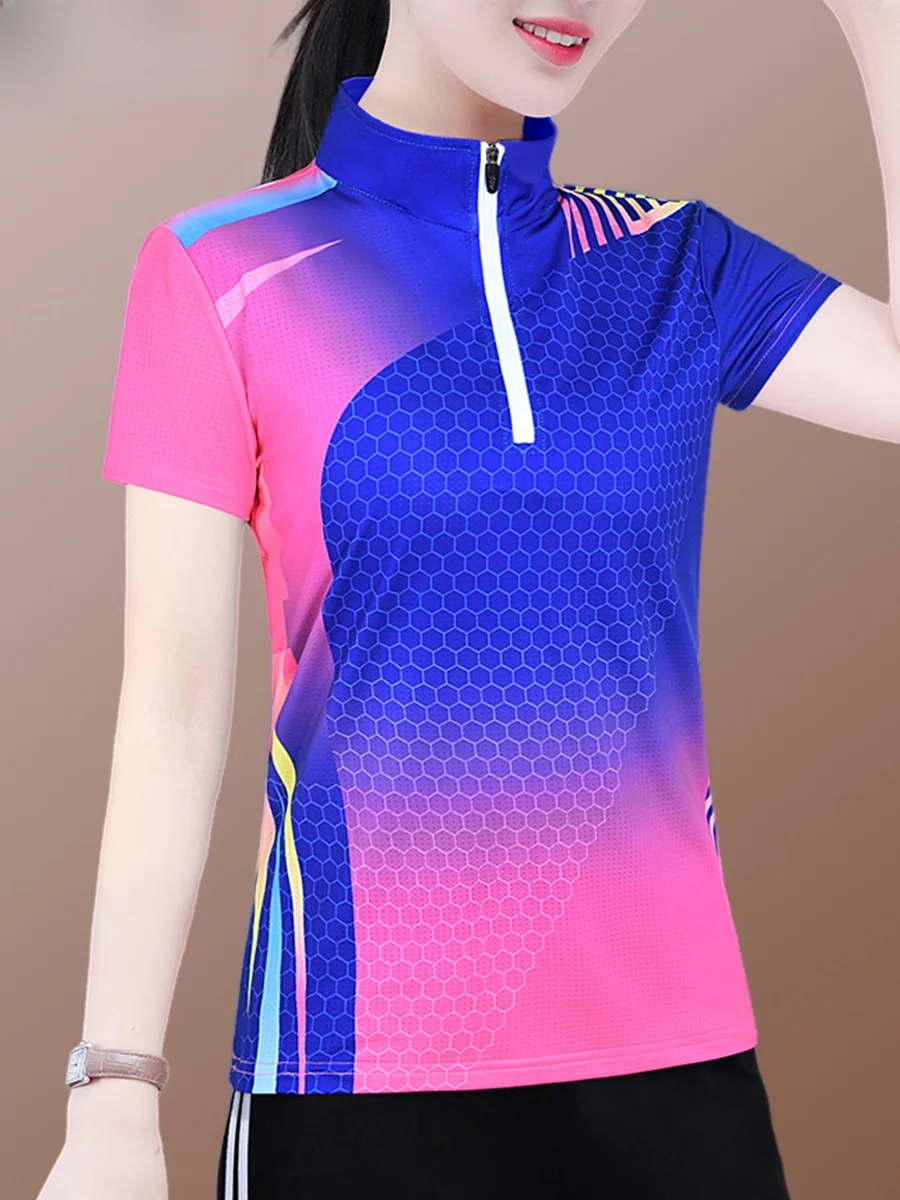 Ice Silk ort Sve T-Shirt für Damen, neu, 2025, Sommer, dünn, Stehkragen, Qui Dry, Laufen, Damen, Fitn, Top, atmungsaktiv, lässig