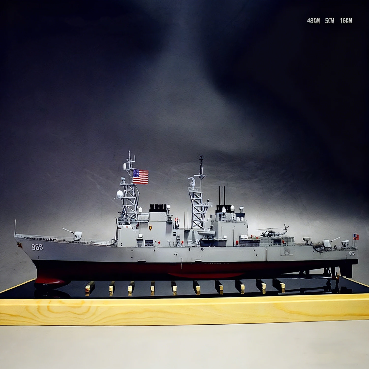 โมเดลเรือพิฆาตติดขีปนาวุธแบบมีระบบนำทาง รุ่น Spruance-class ขนาด 1/350 ความยาว 48 ซม. รายละเอียดประณีต แบบจำลองเรือแบบคงที่ ของเล่นเรือรบ