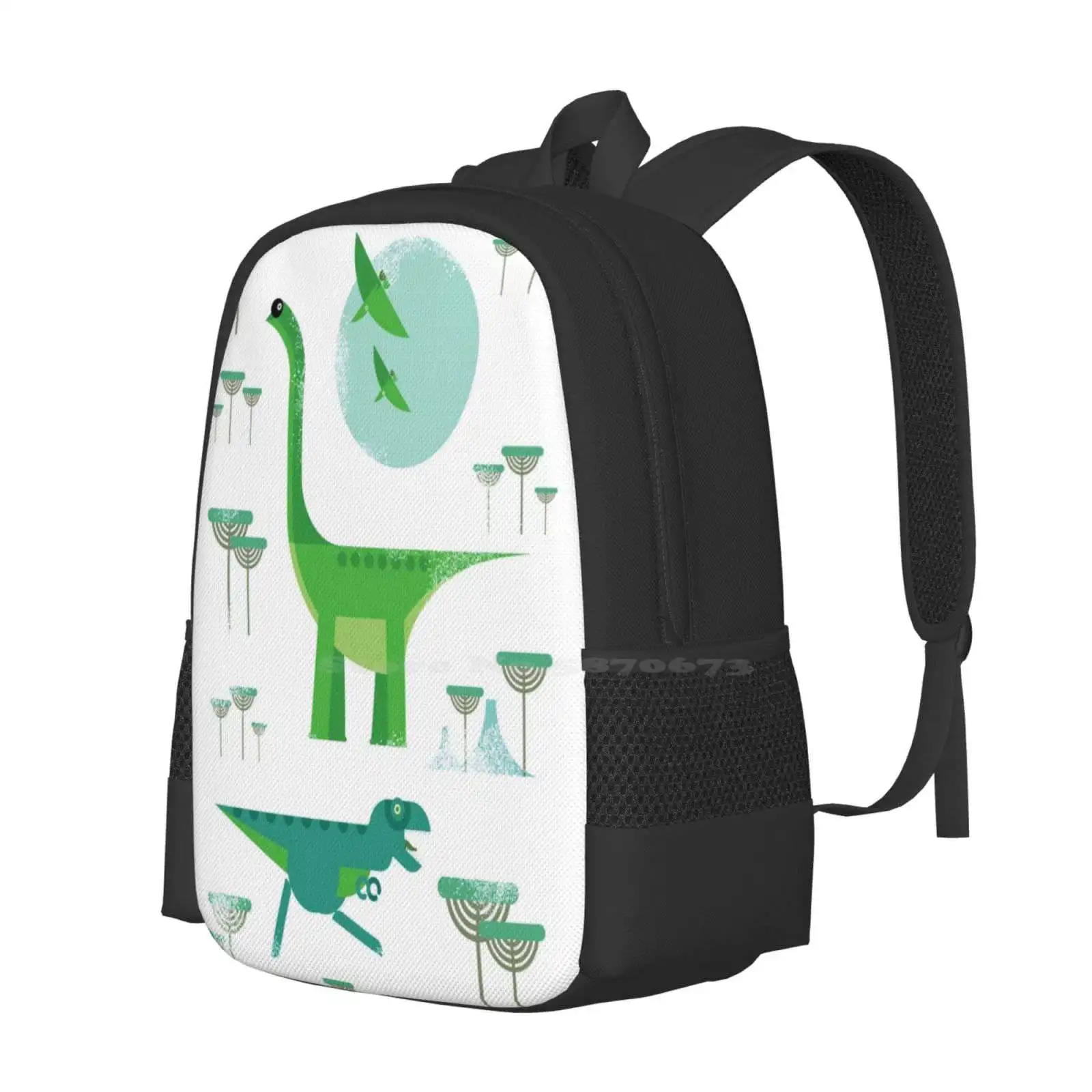 Dinos Hot Sale Backpack Fashion Bags Dinosaur T Rex Brachiosaur Tyrannosaur Cretaceous Pre Historic Volcano Sun Pteranodon