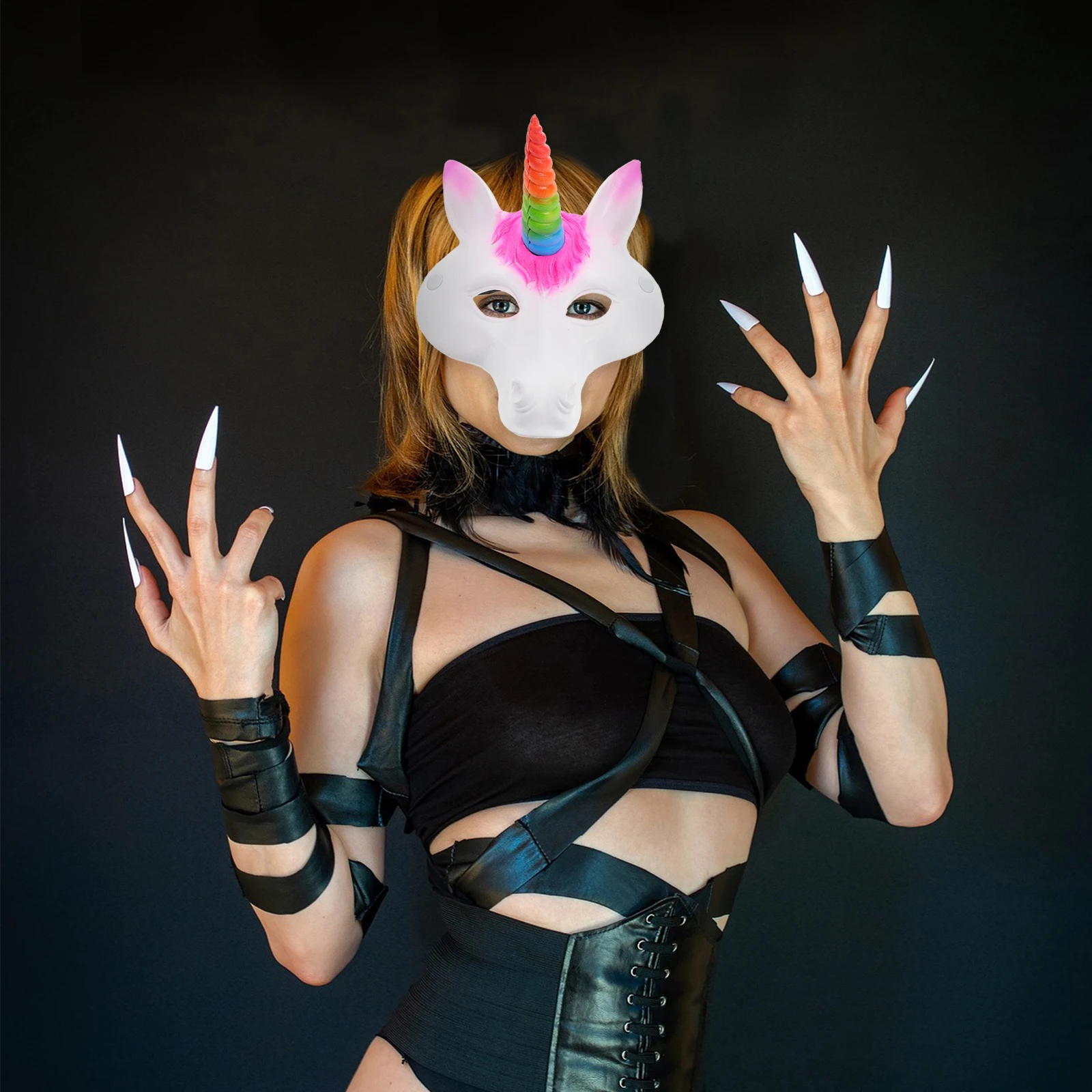 

Unicorn Mask Funny Animal Masks Shine Halloween Pu Cosplay Carnival Dancing Party Man