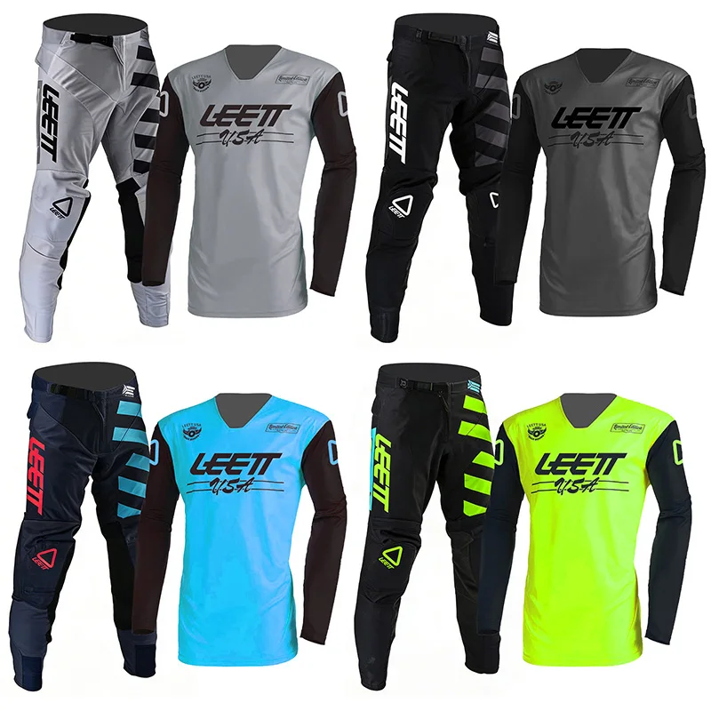 2026 Leett Motocross Gear Set Adult Man Woman Black Enduro Off-Road Name and Number Customization Thick Racing Jersey and Pants