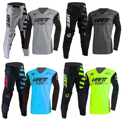 2026 leett motocross gear set adult man woman black Enduro Off-road Name and Number customization thick racing jersey and pants