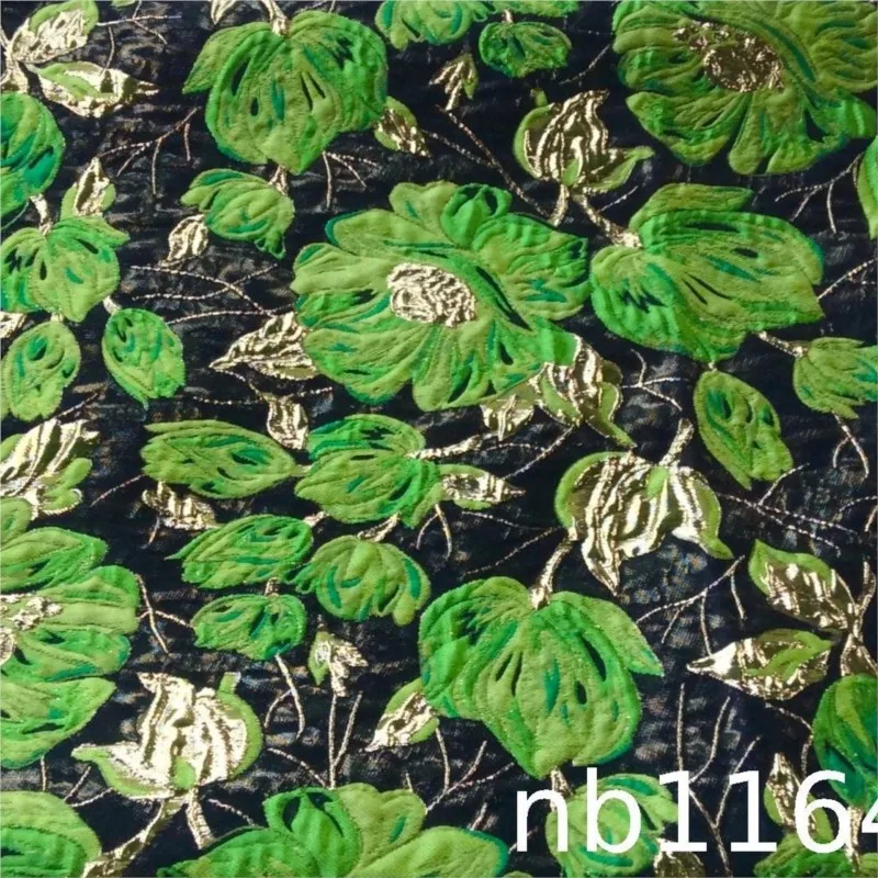 Gold thread large flower jacquard fabric with embossed colored woven dress coat women's