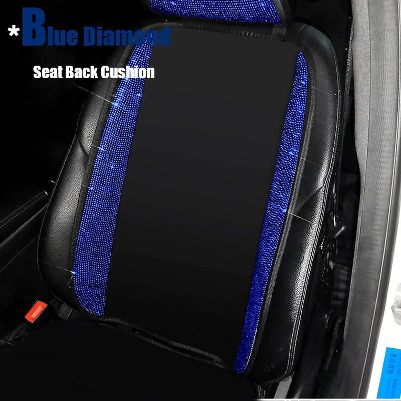 Crystal Blue Diamond Car Seat Covers Cushion Mat Universal Headrest Pads Fit For Women Ladies Girl Gift Auto Interior Accessorie